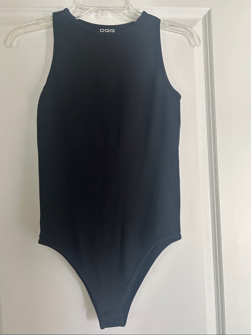 OQQ Ribbed Sleeveless One-Piece Bodysuit - Black Med NWOT